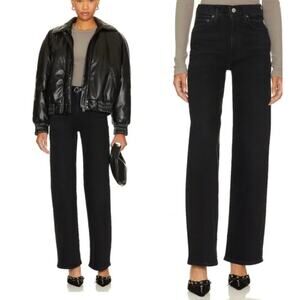 Agolde Jeans 27 Harper Mid Rise Wide Straight in Black Denim Casual Chic Luxury